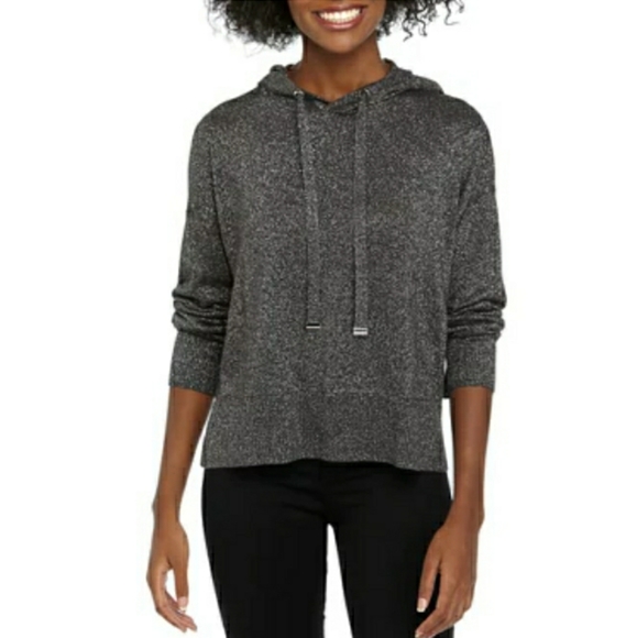 💎NWT Tommy Hilfiger Black Sparkly Stretch Hoodie - Picture 7 of 7